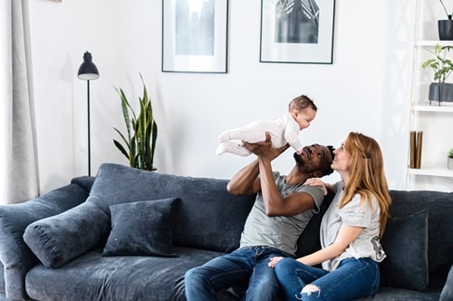 Family on a sofa